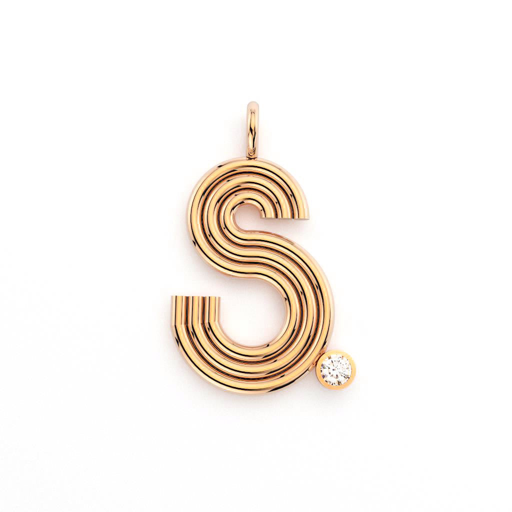 XL Rose Gold and Diamond Initial Charm