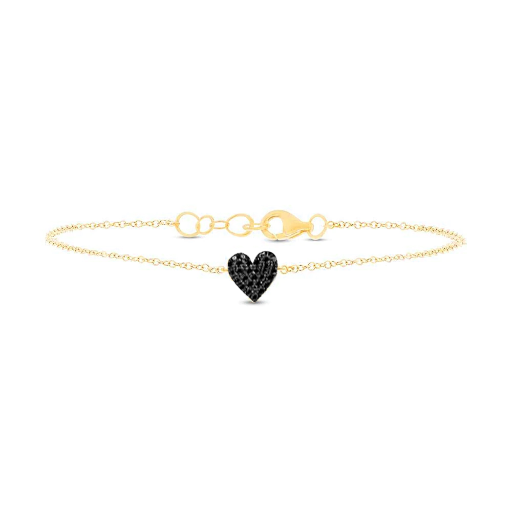 Black Diamond Mini Pave Heart Bracelet