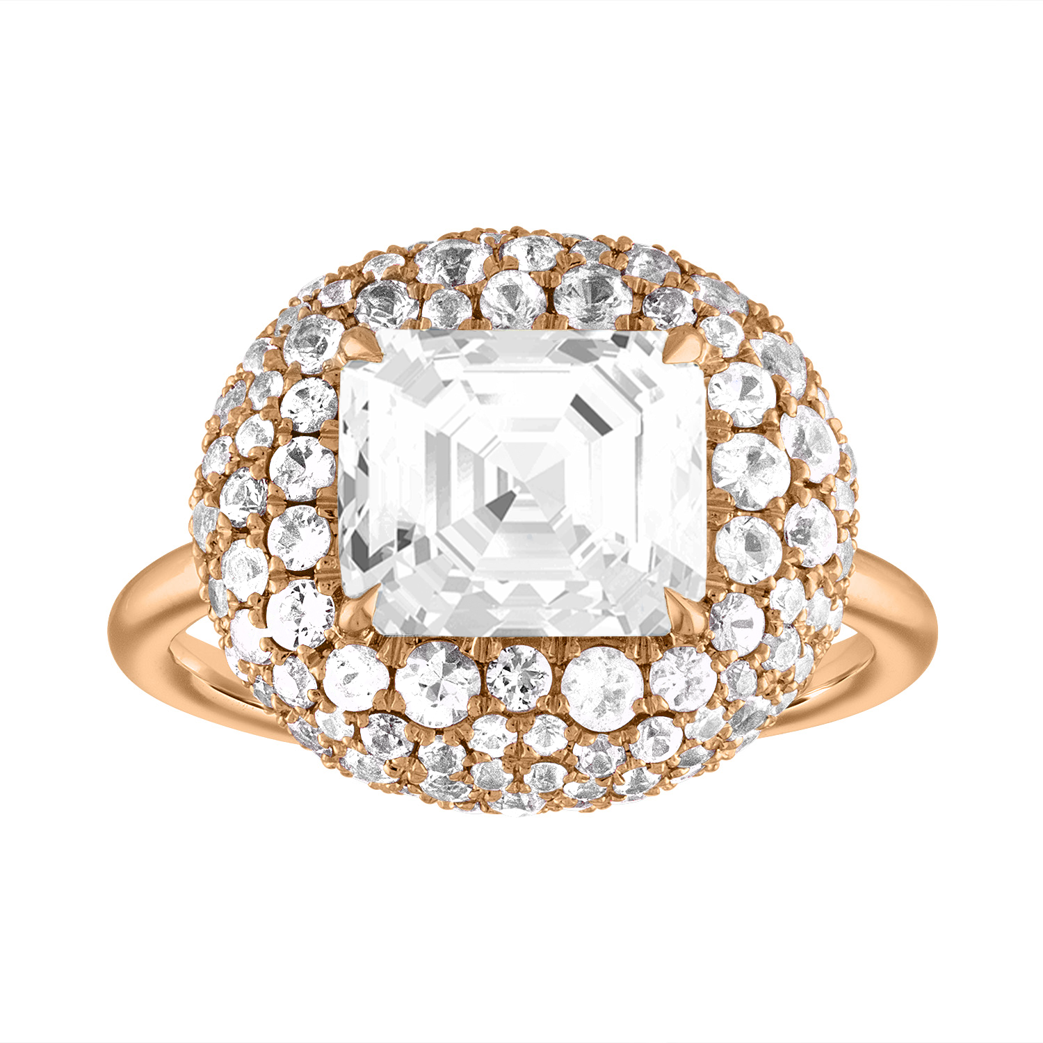 Asscher Bombe Engagement Ring in Rose Gold