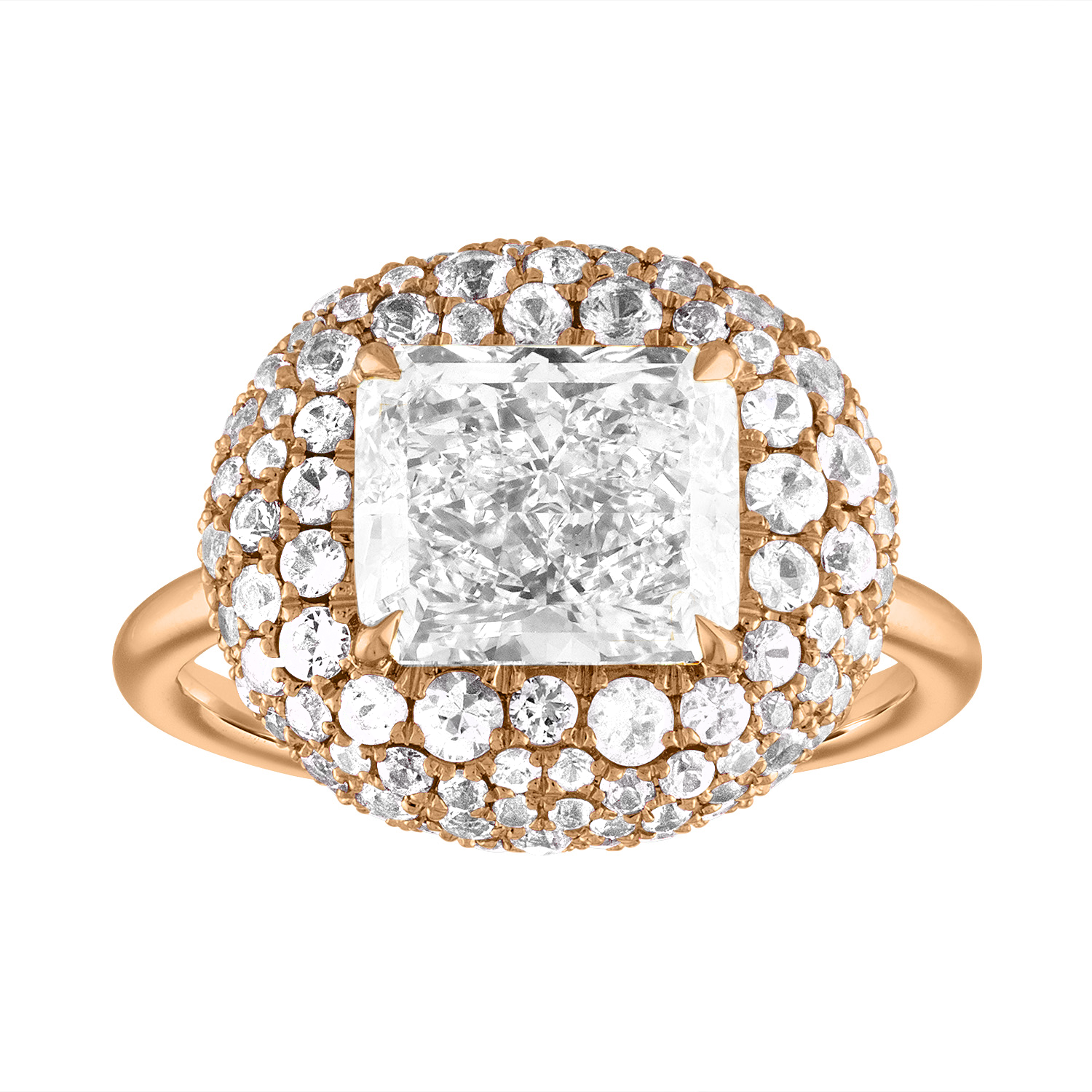 Radiant Bombe Engagement Ring in Rose Gold