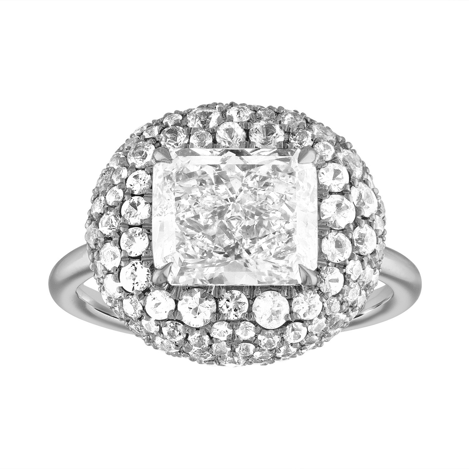 Radiant Bombe Engagement Ring in Platinum