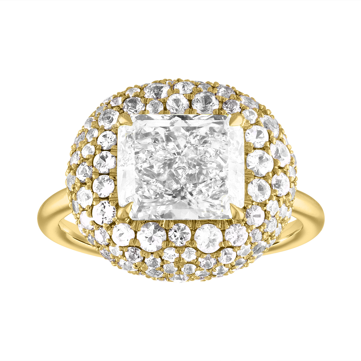 Radiant Bombe Engagement Ring in Yellow Gold