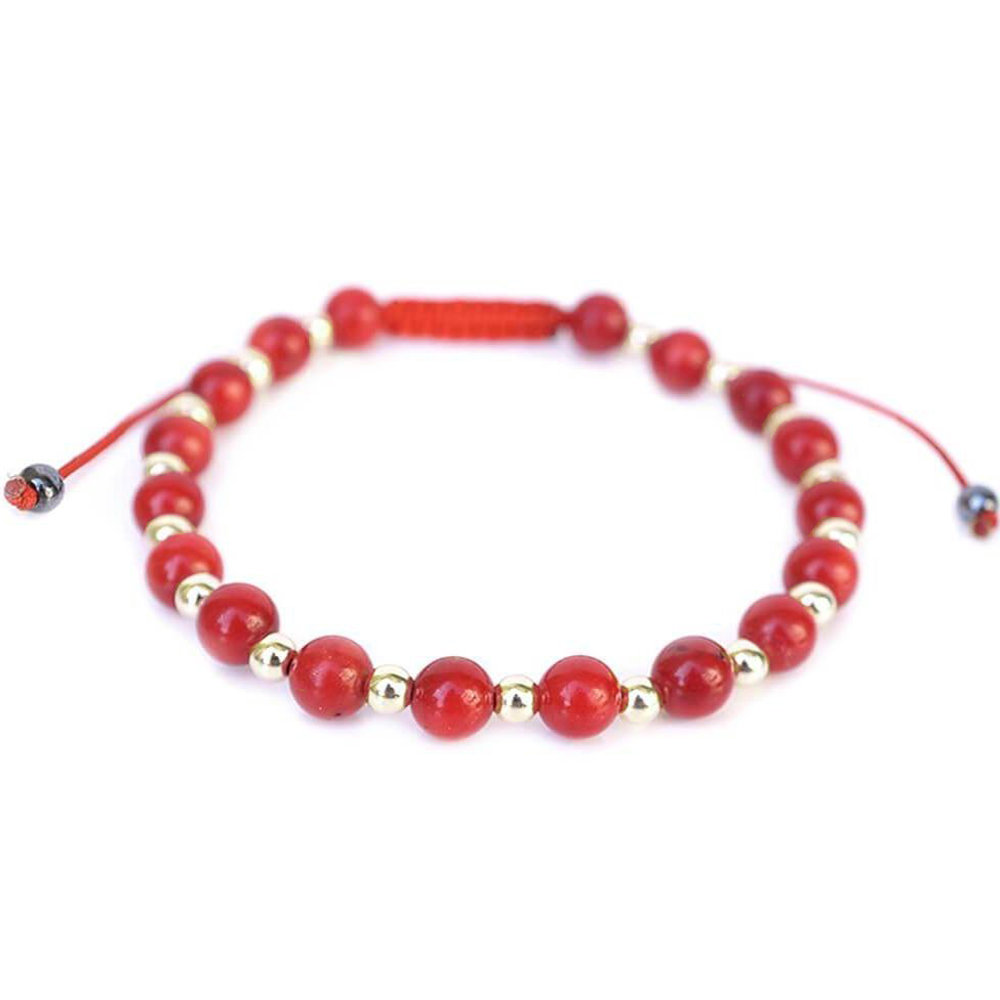 Sterling Silver and Red Coral Stone Bangle Bracelet - Reveka Rose