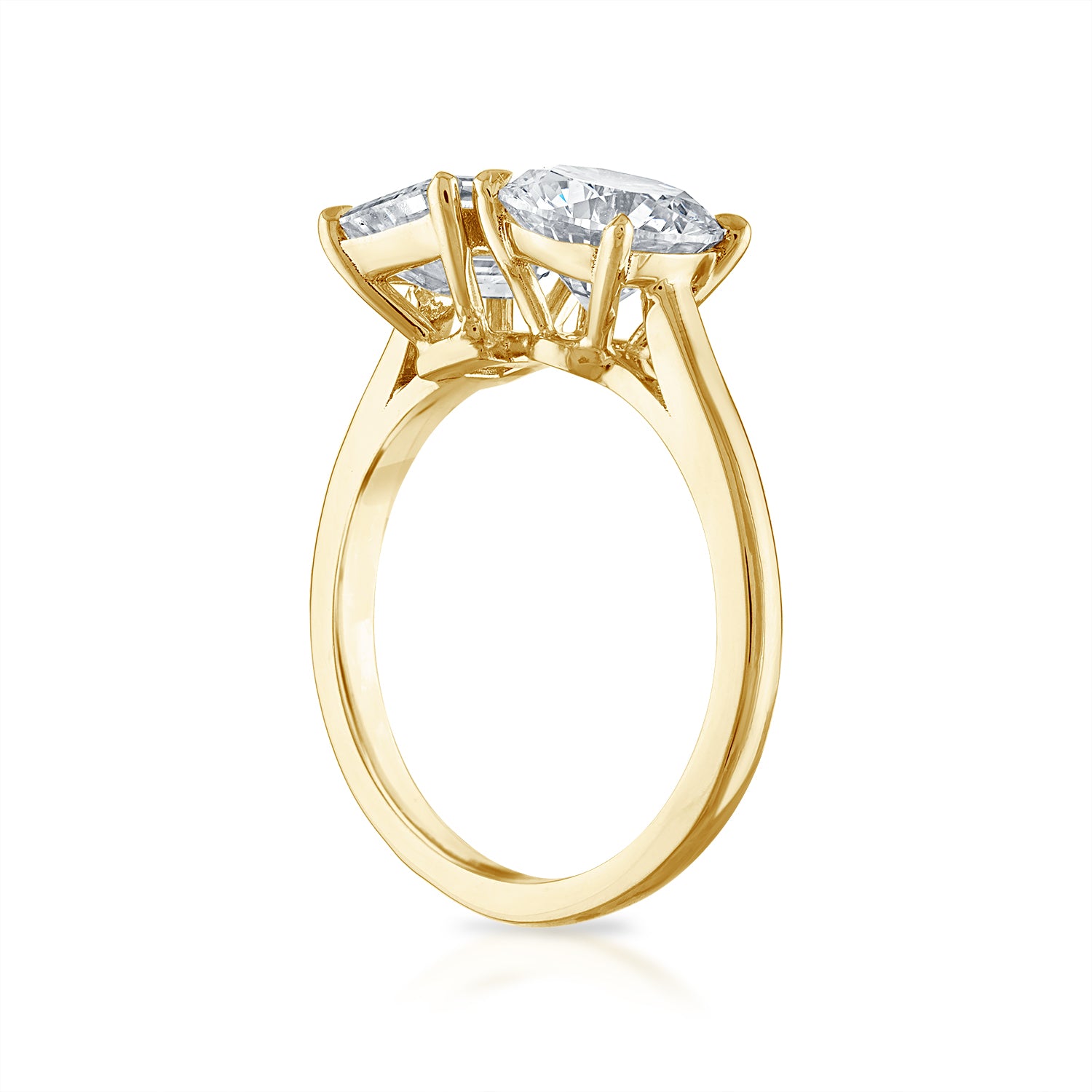 3.01cttw Round Cut and Emerald Cut Two-Stone Engagement Ring
