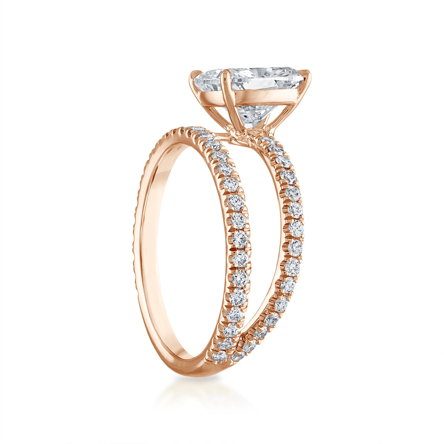2.01ct Cushion Cut Pave Band and a Half Engagement Ring