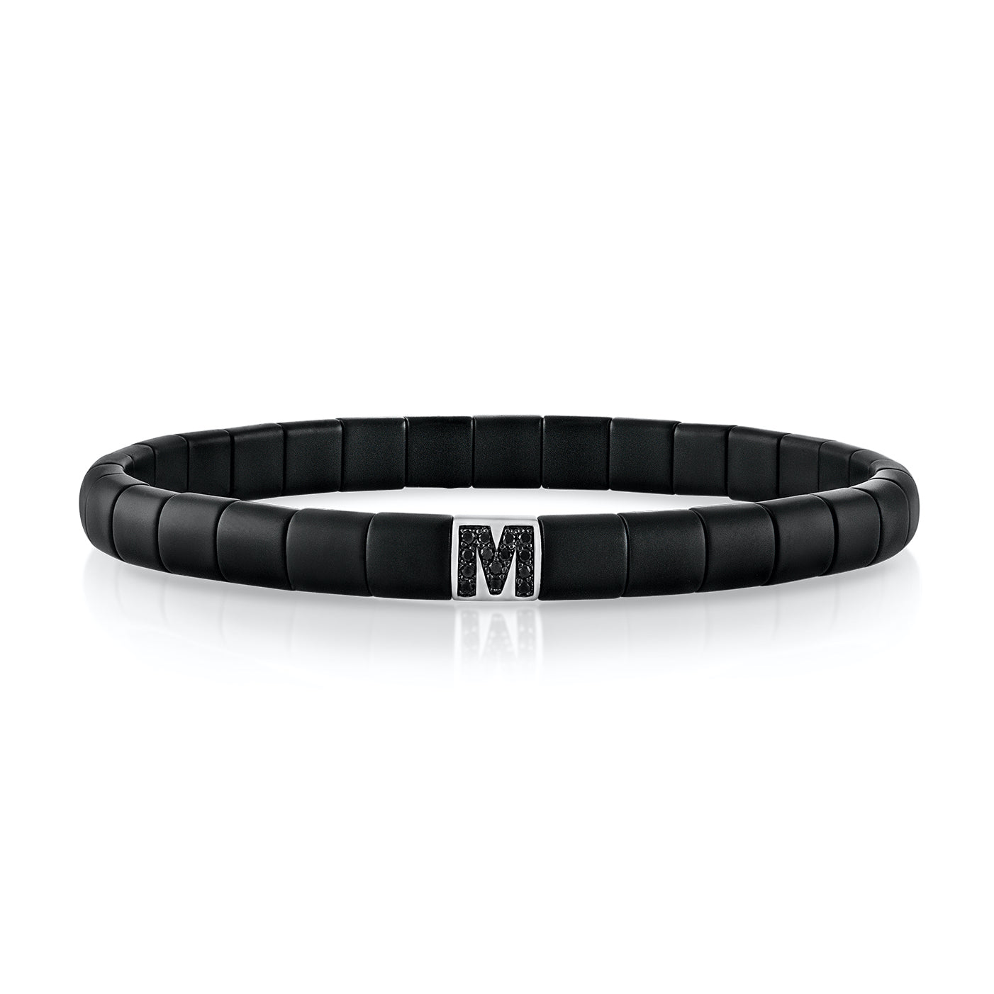 Matte Black Ceramic Bracelet with Initial