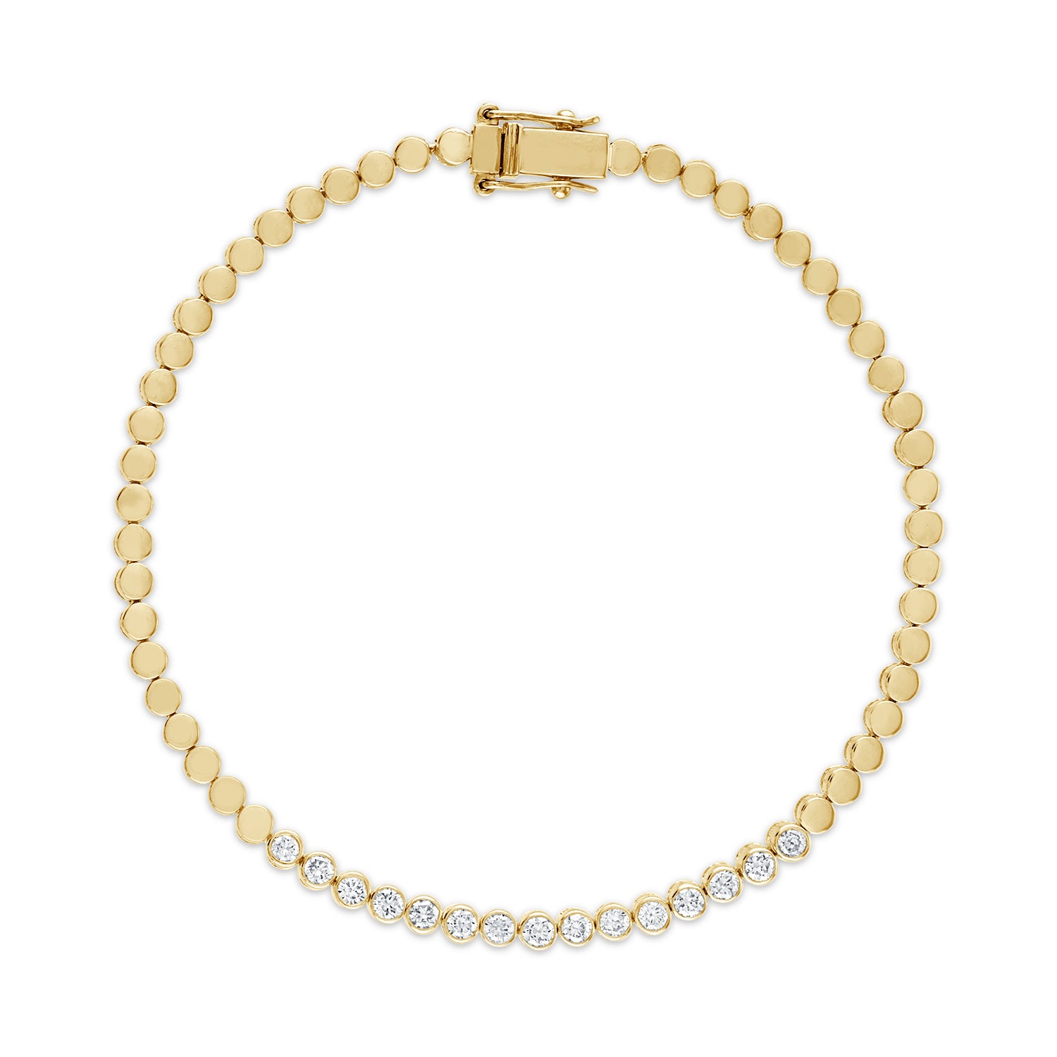 Gold Bead and Bezel Tennis Bracelet