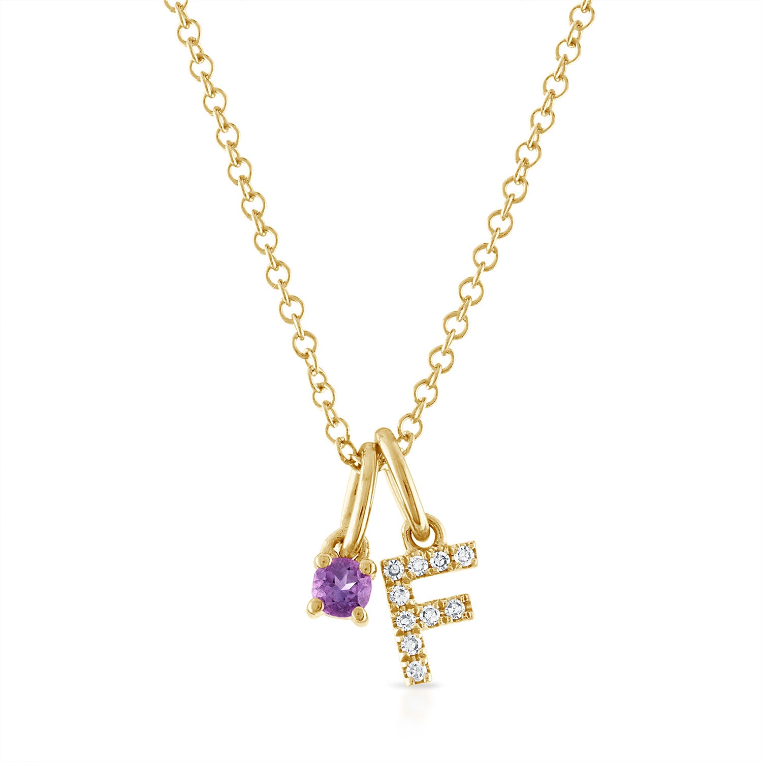 Birthstone Initial Charm Necklace
