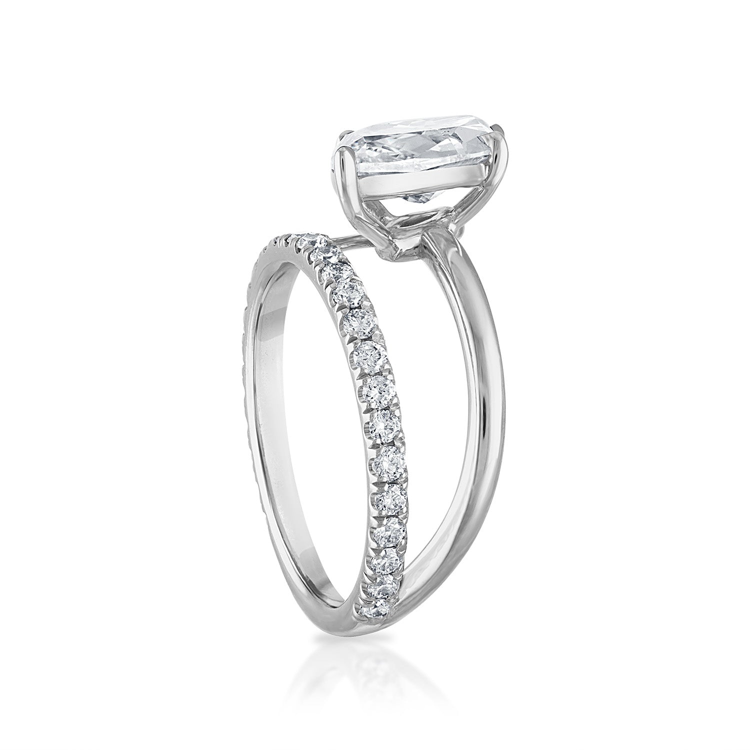 Marquise Pave Band and a Half Engagement Ring