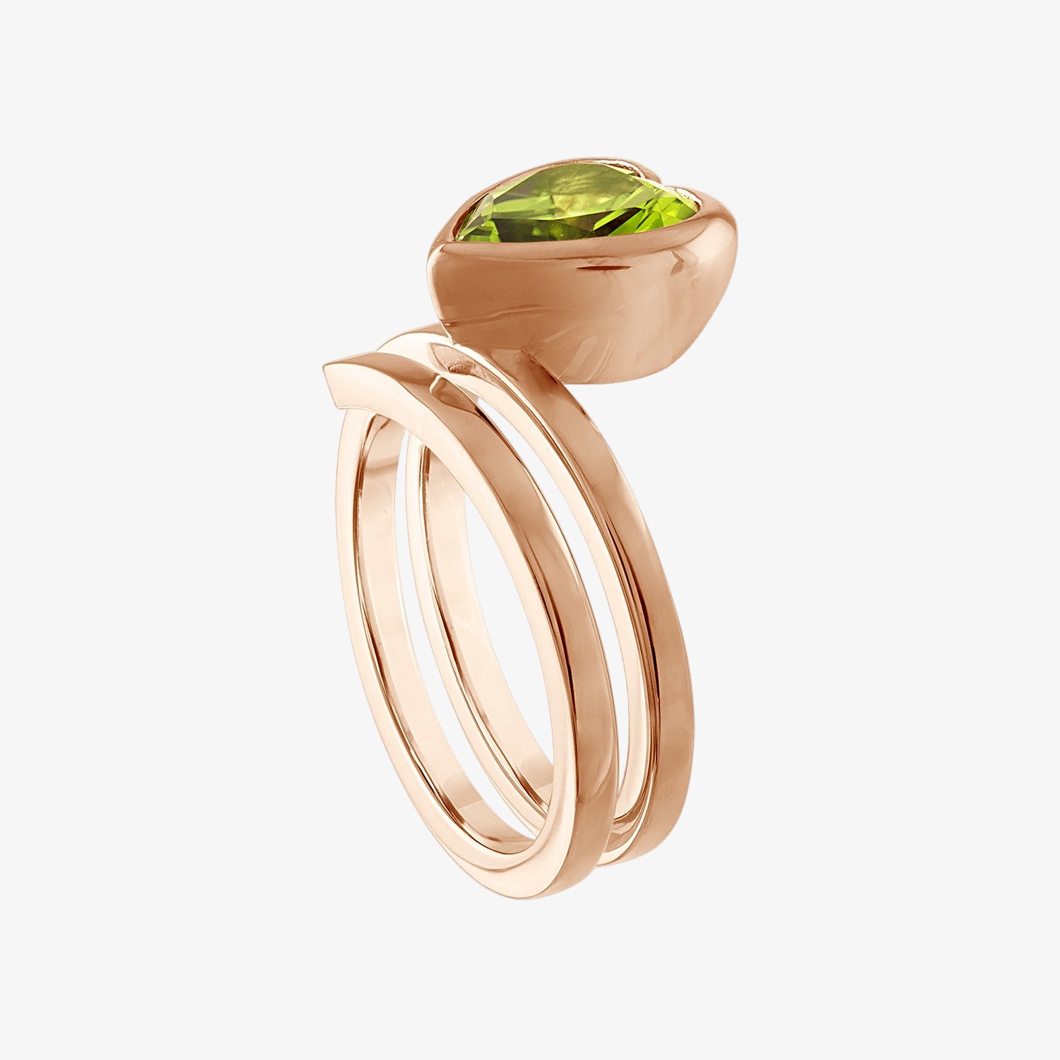 Peridot Spiral Heart Ring size 6.5