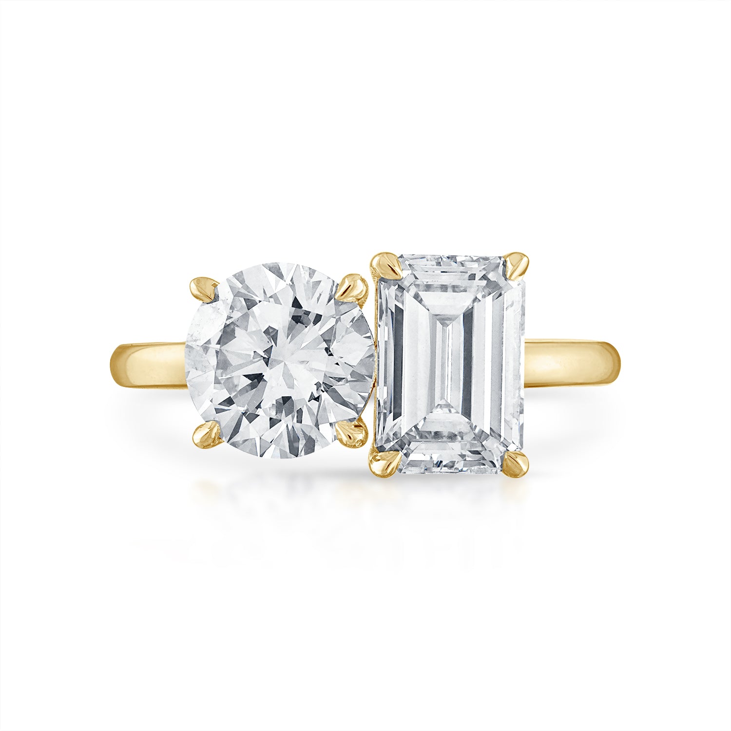3.01cttw Round Cut and Emerald Cut Two-Stone Engagement Ring