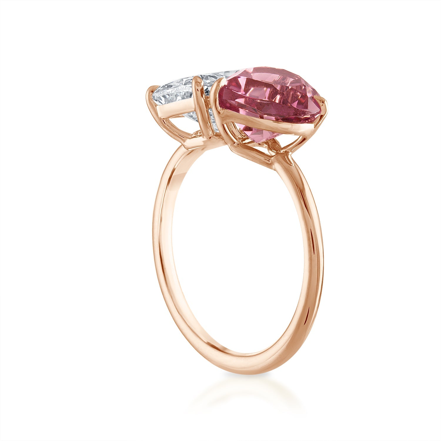 4.72cttw Elongated Cushion Cut and Pink Tourmaline Heart Shape Two-Stone Engagement Ring