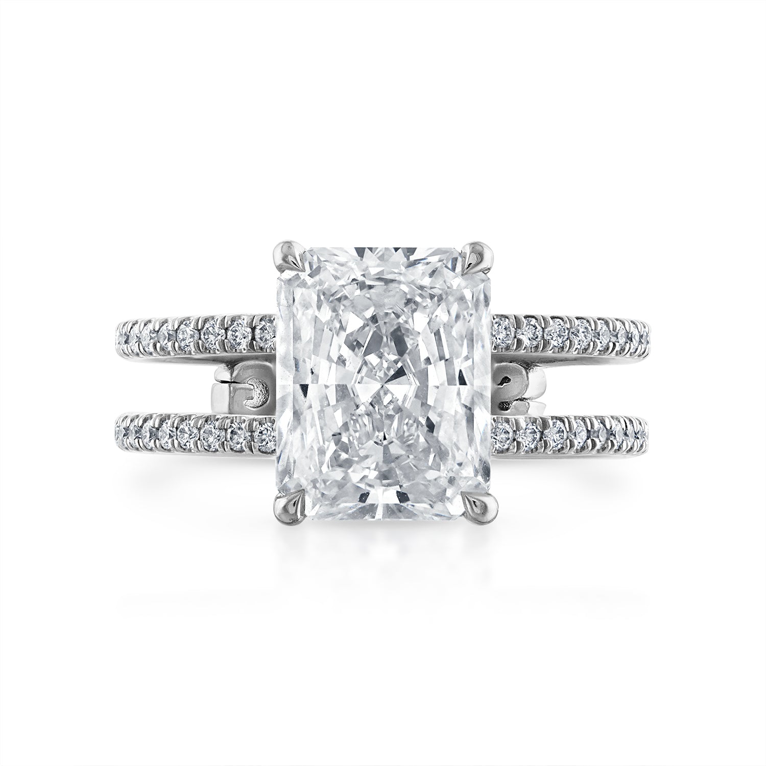 3.02ct Radiant Cut Double Pave Engagement Ring