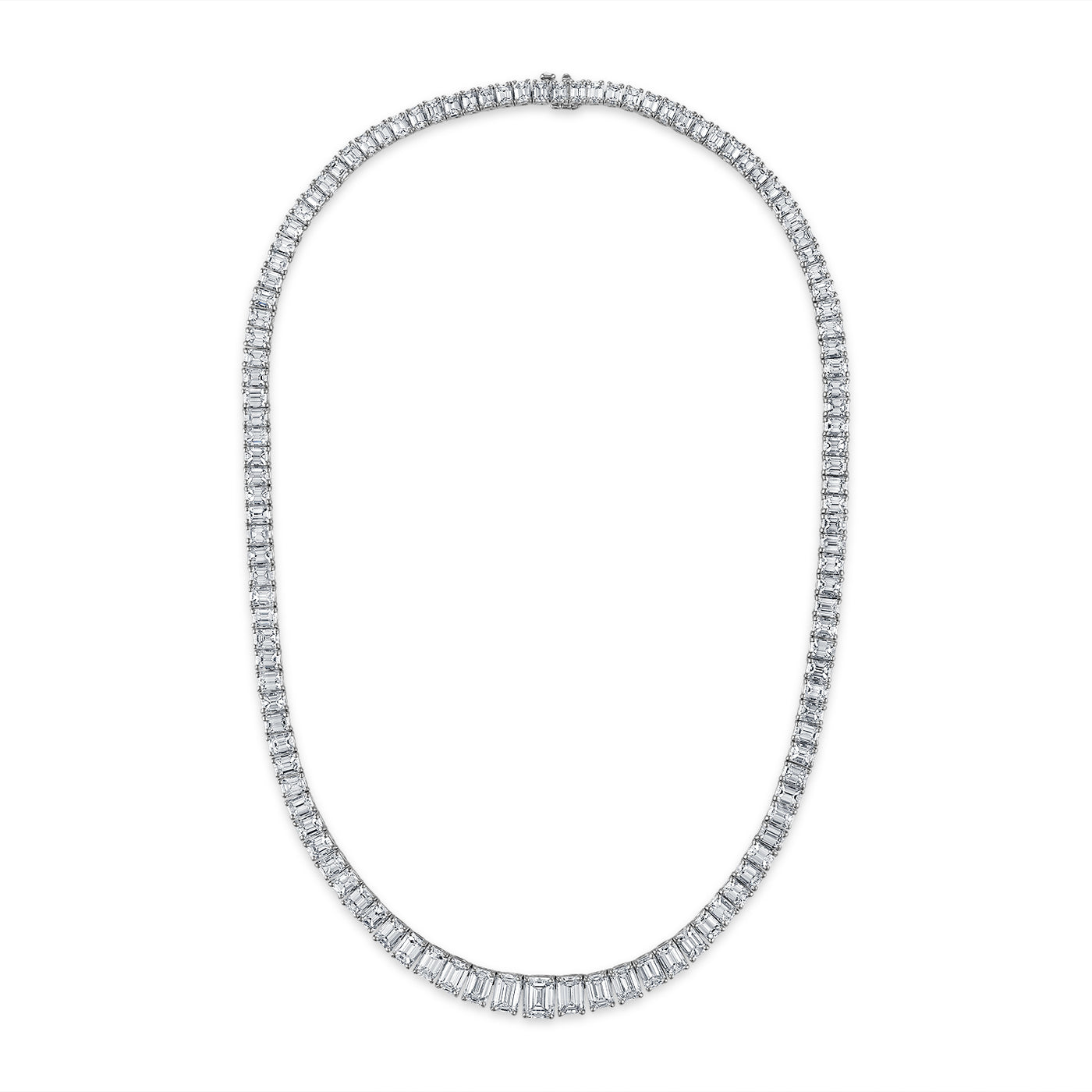 Graduated Emerald Cut Tennis Necklace