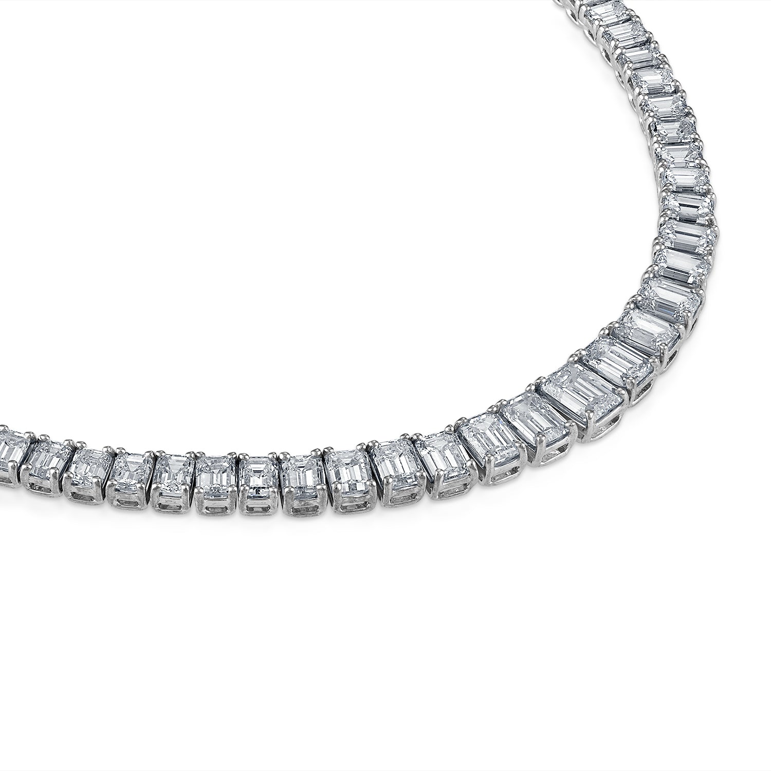 Graduated Emerald Cut Tennis Necklace