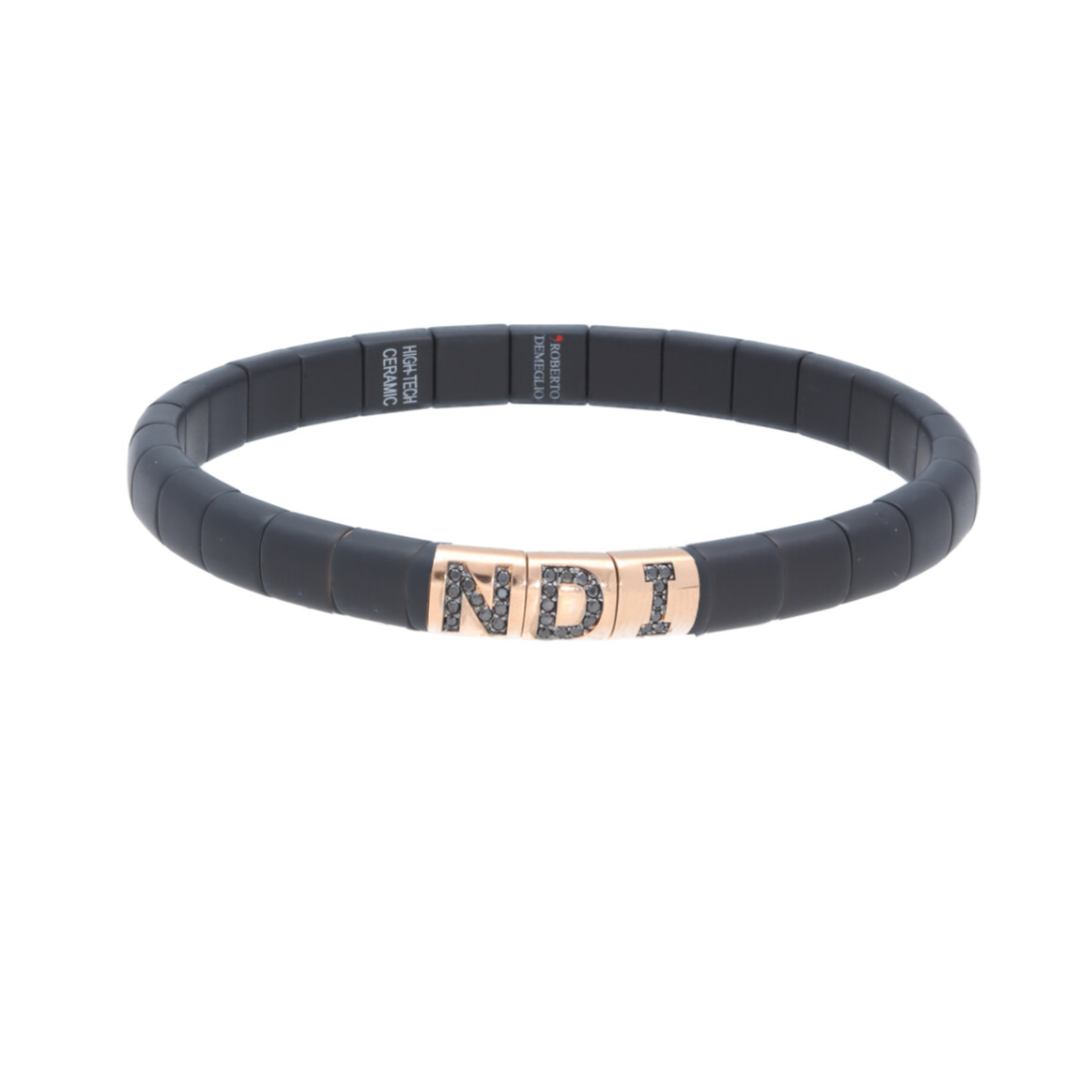 Matte Black Ceramic Bracelet with Initial