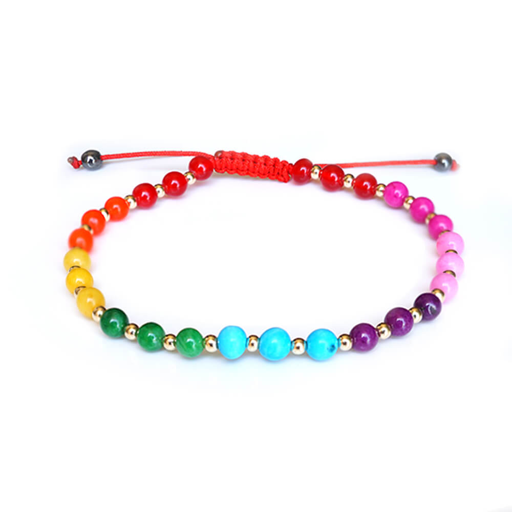 Rainbow Chakra Beads Adjustable String Bracelets 1 Bracelet