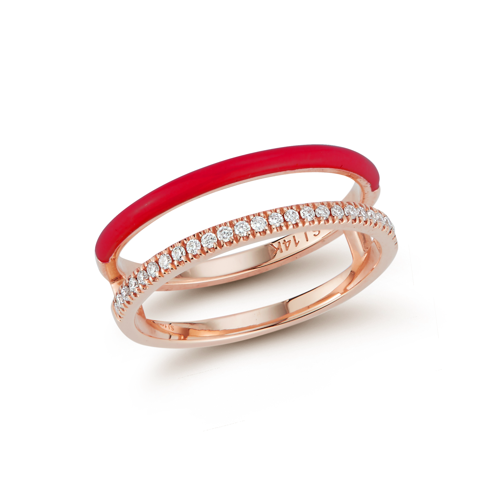 Enamel and Diamond Double Bar Ring