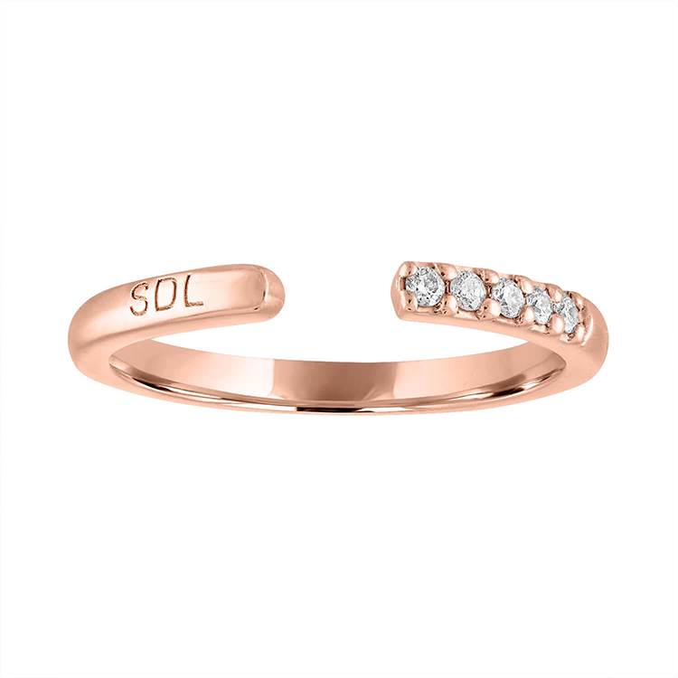 Open Diamond Stack Band in Rose Gold Size 6