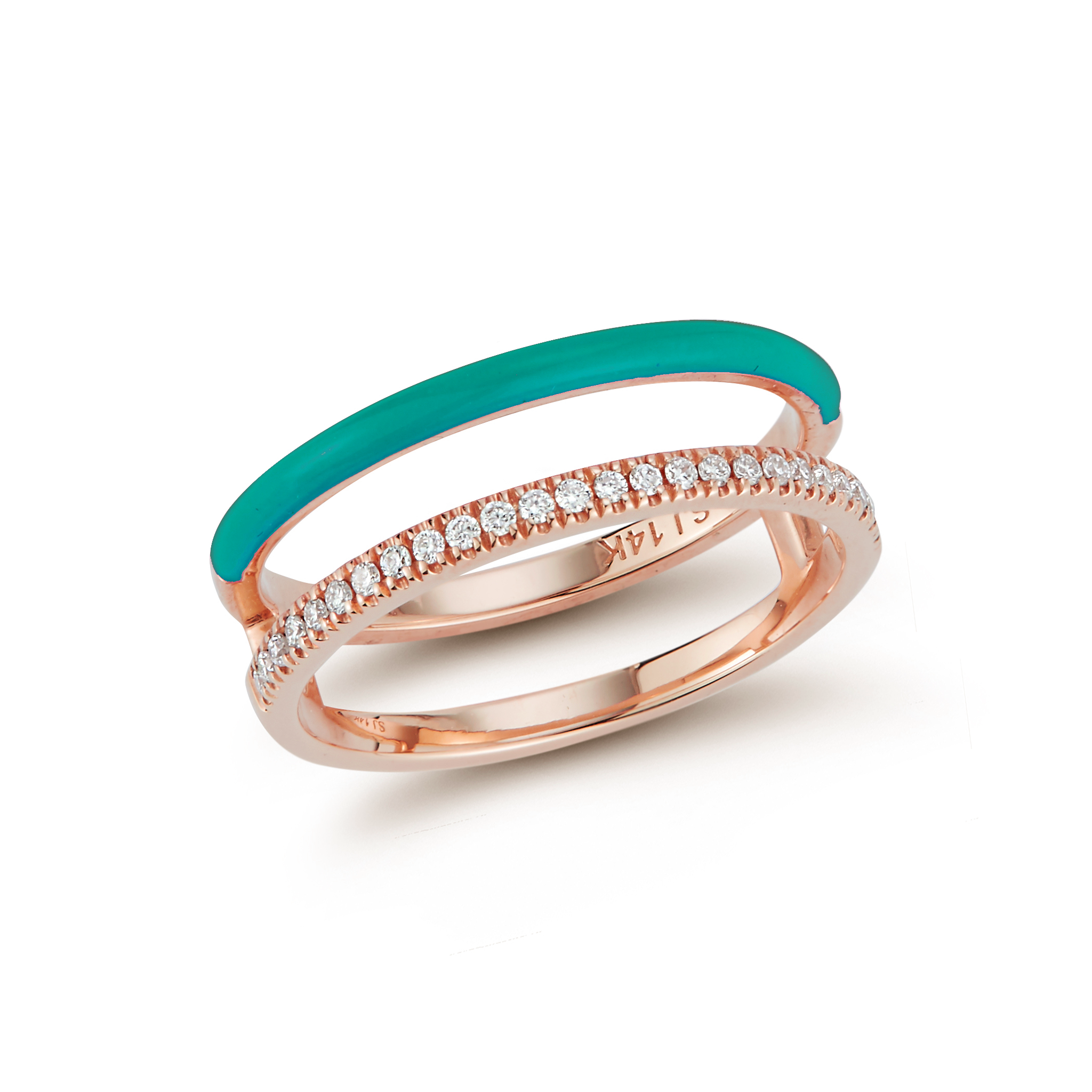 Enamel and Diamond Double Bar Ring