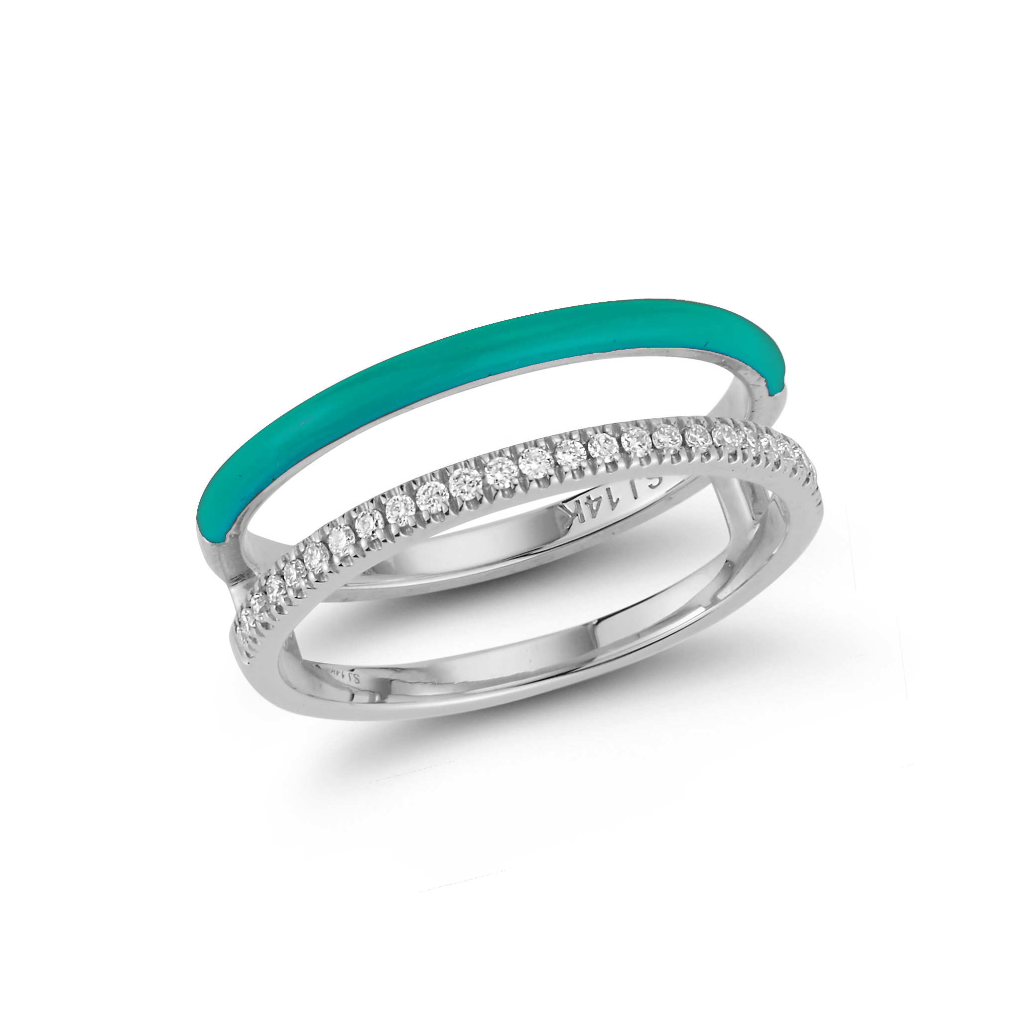 Enamel and Diamond Double Bar Ring