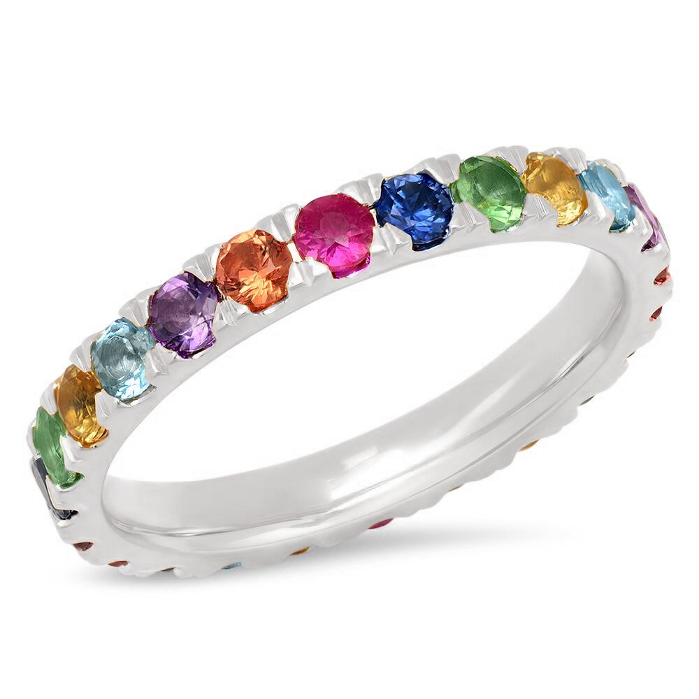 14k Gold Multi-Color Baguette Ring, Modern Mother's Ring in white, ros -  JaneysJewels