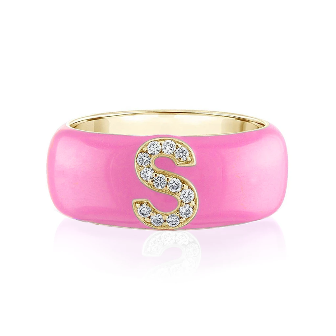 Enamel and Diamond Initial Cigar Band